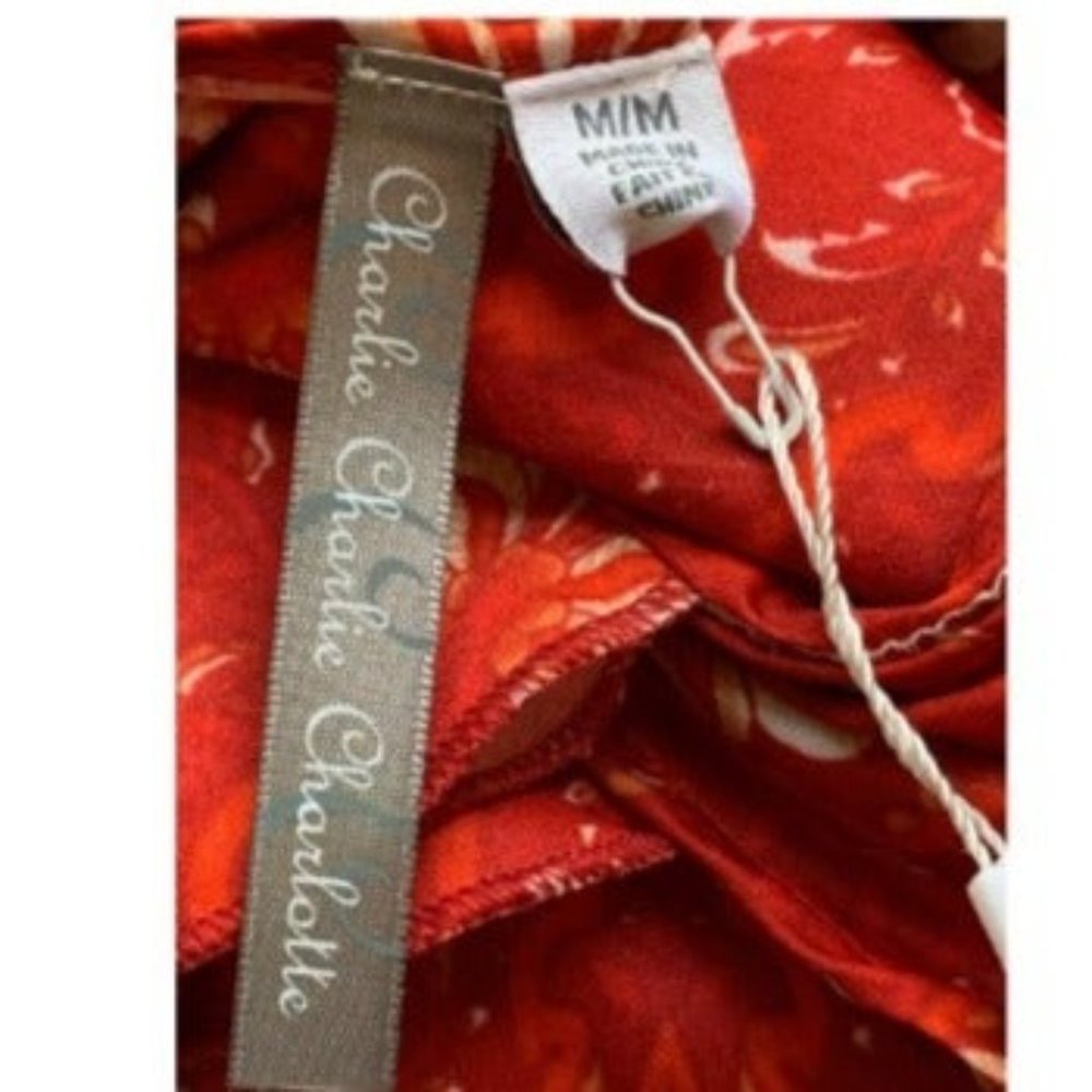 Charlie Charlie Charlotte Red Kimono Wrap Maxi Dress Women’s M - Picture 9 of 12